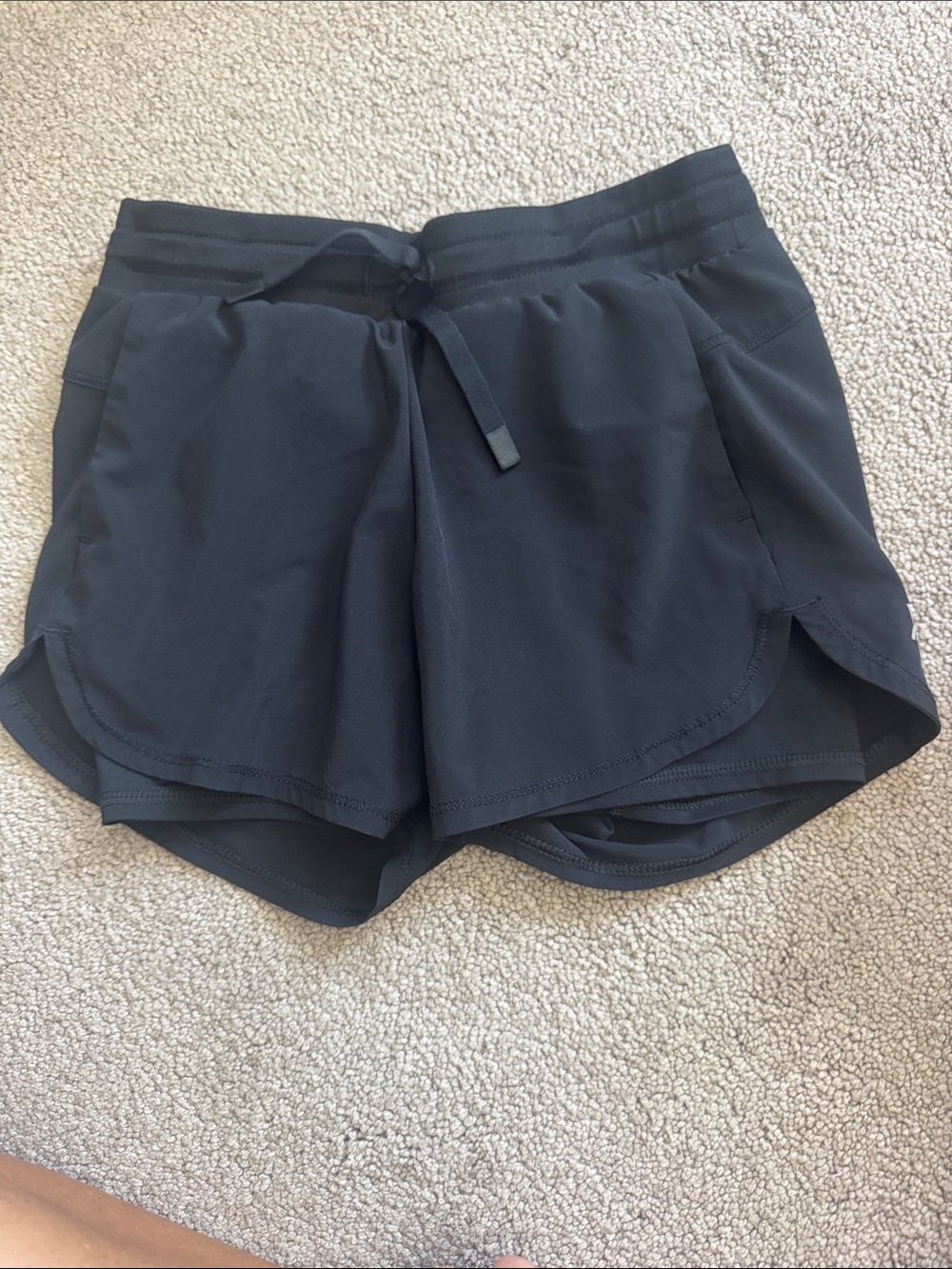 Girls  Black Athletic Shorts with Drawstring
